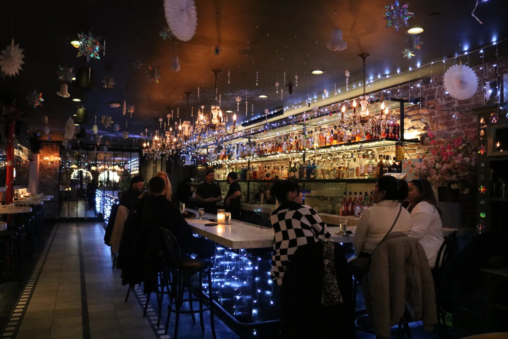 Intimate booth seating with warm lighting