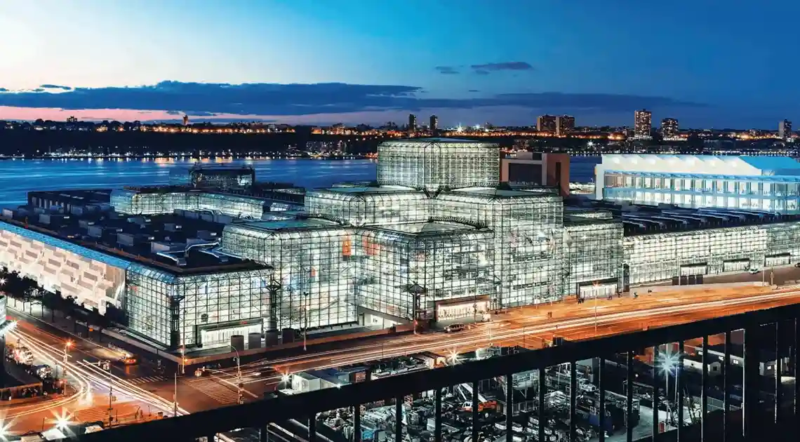 Javits Center skyline at dusk