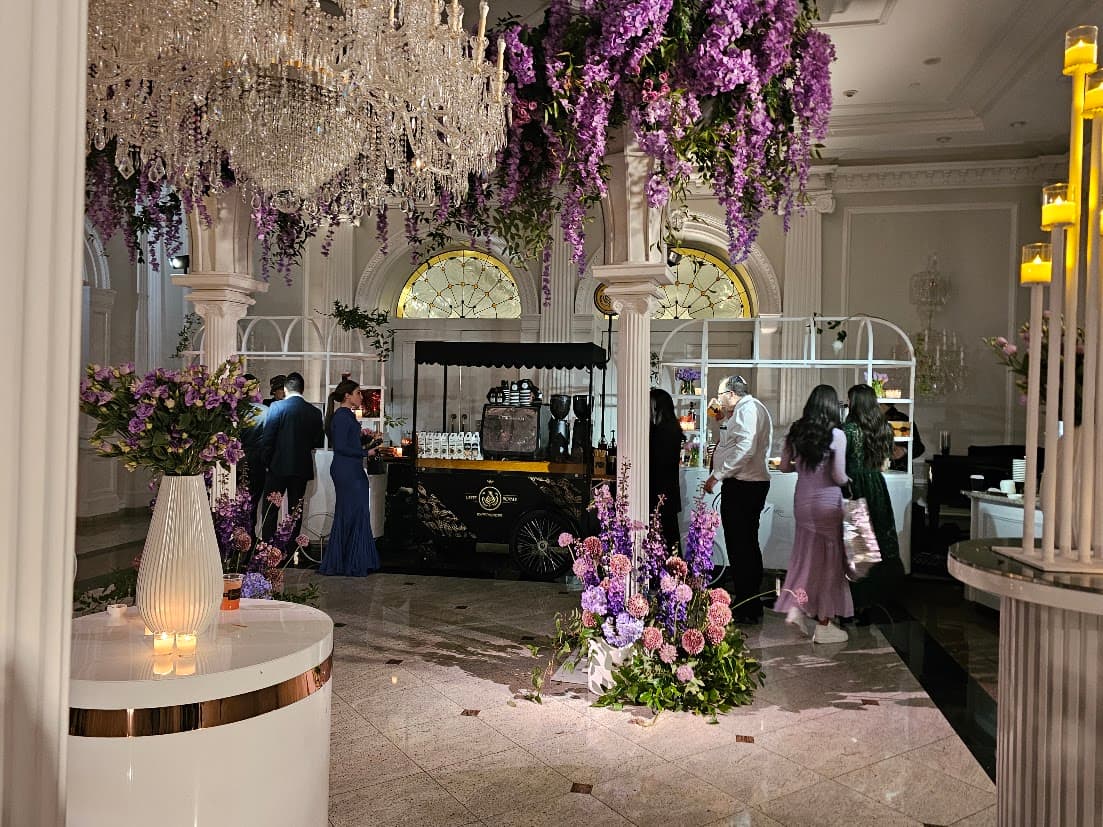 Guests gathered around The Latte Royale bar