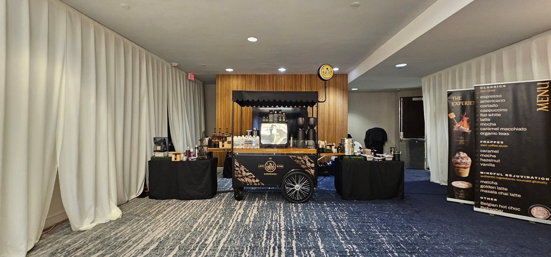 The Latte Royale cart at an elegant event
