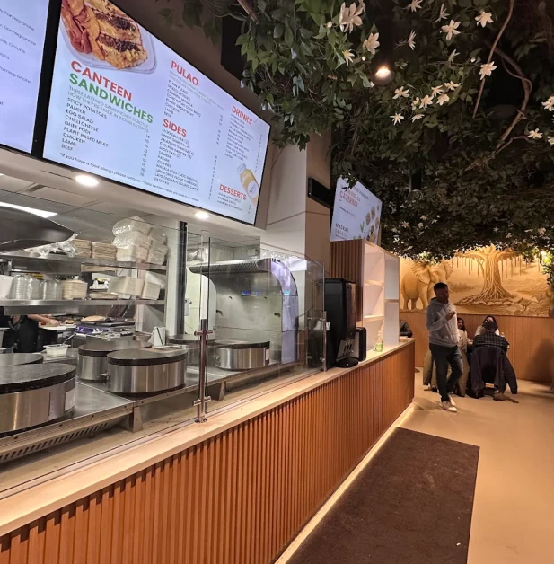Madras Dosa Co counter at 1450 Broadway in Times Square
