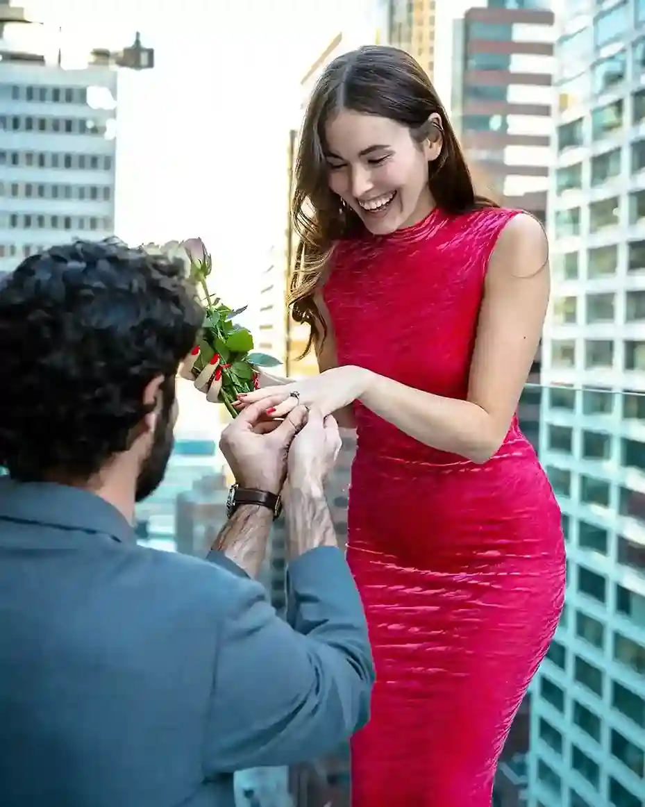 Rooftop event at night above the Manhattan skyline
