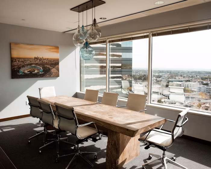 Executive boardroom prepared for a corporate gathering
