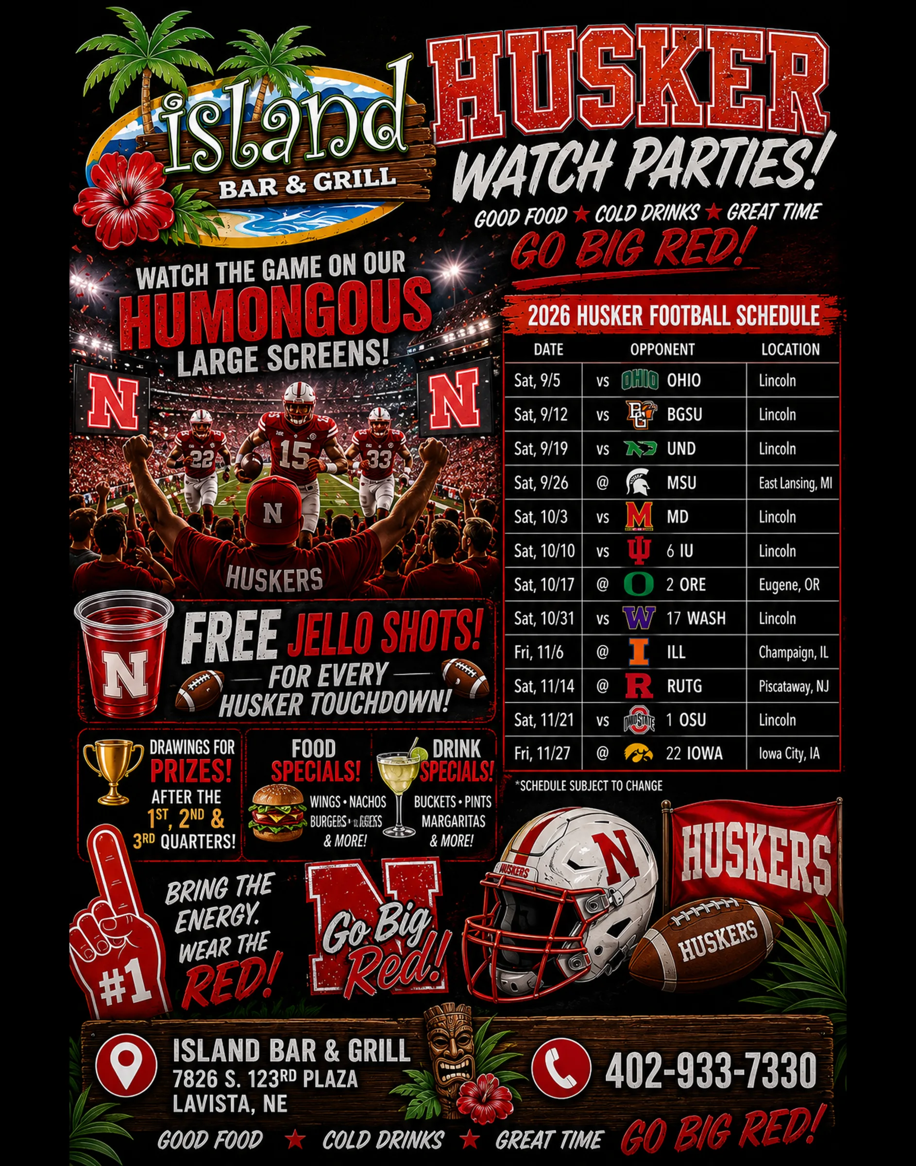 HUSKER FOOTBALL WATCH PARTY!