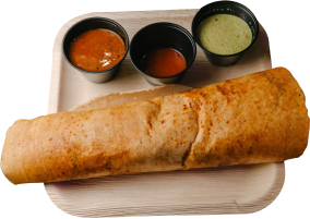 Rolled dosa with chutneys