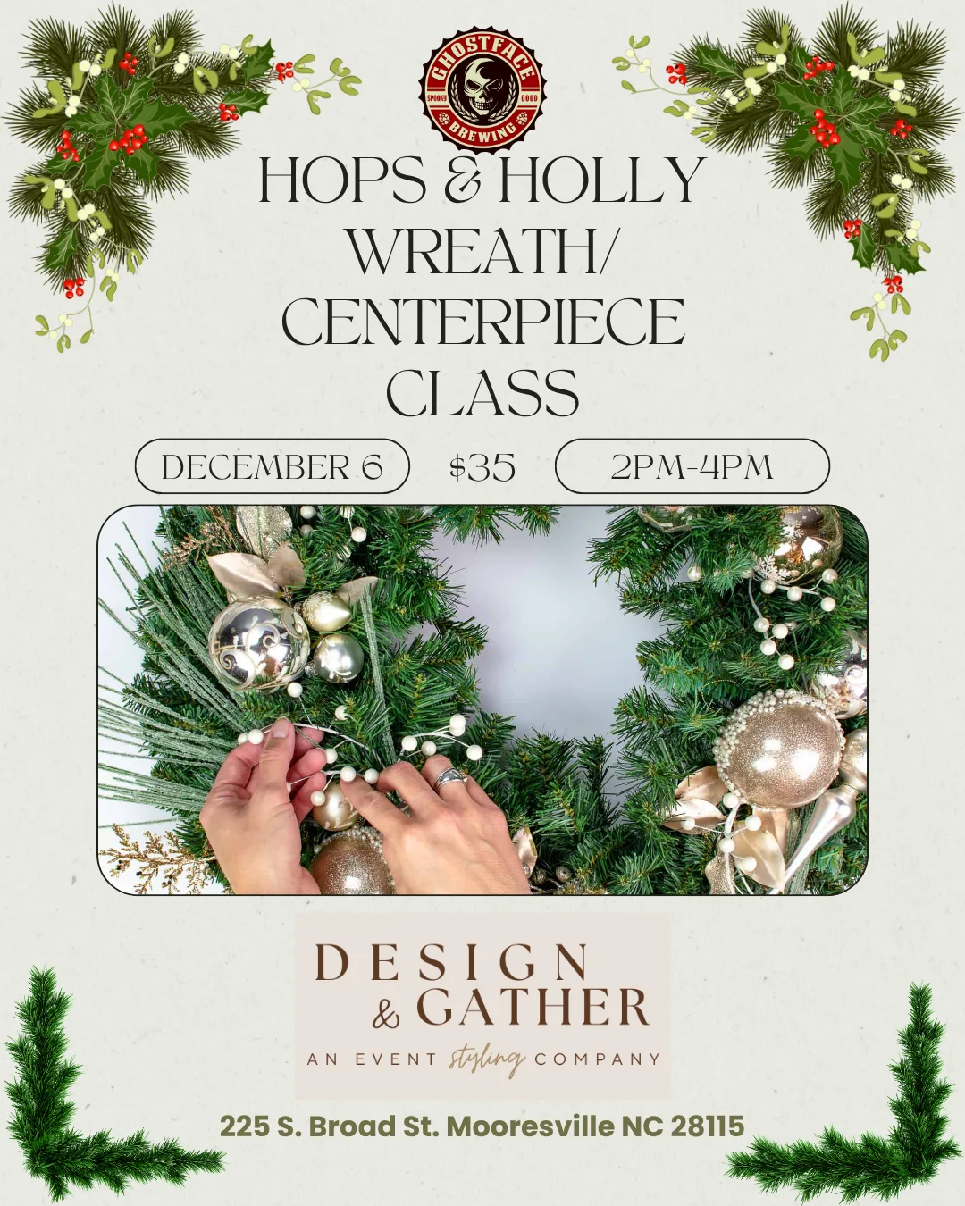 Hops & Holly Wreath/Centerpiece Class