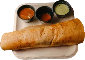 Rolled dosa with chutneys